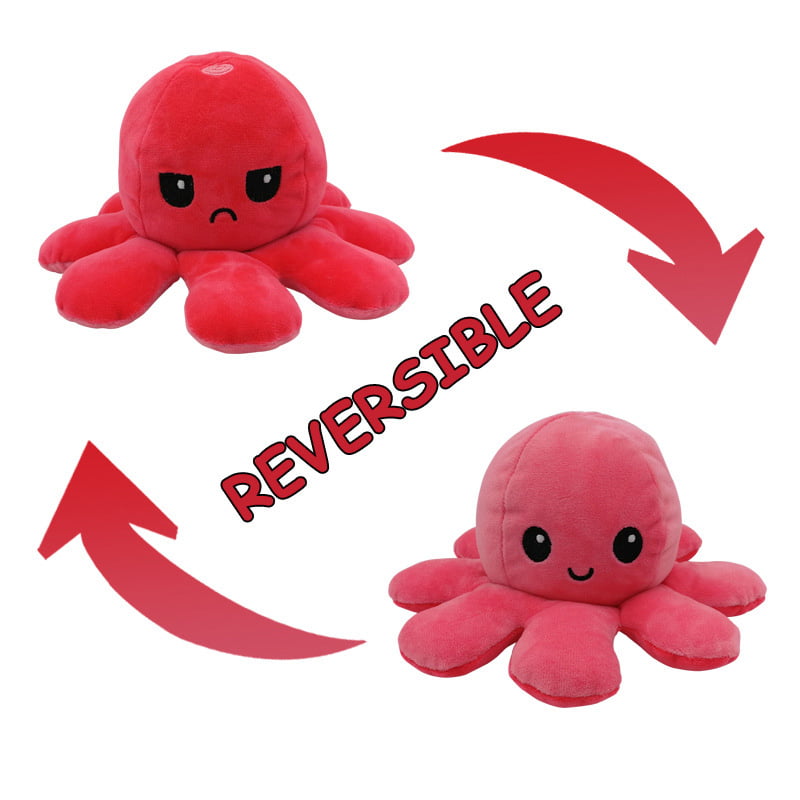 Cute Double-Sided Flip Octopus Soft Reversible Octopus Plush Toys Doll Stuffed Animals Doll Creative Toy Gifts for Kids Friends Girls Boys Beige-Yellow
