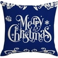 thumbnail image 2 of 18x18 Blue Merry Christmas Throw Pillow Covers,Farmhouse Decorative Outdoor Deer Christmas Tree Pillow Shams Cases Slipcovers Set of 4 for Couch Sofa, 2 of 6