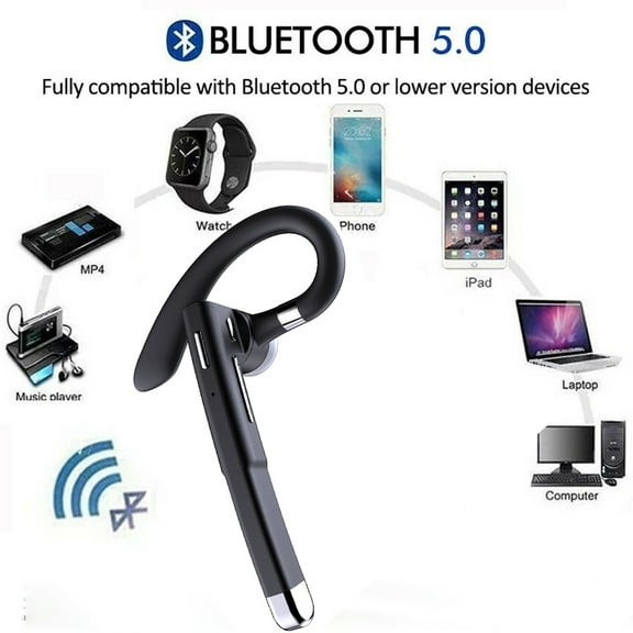 Wireless Earbud, in-Ear Bluetooth 5.0 Headphones IP5 Waterproof 24H Playtime Earhook Headset Stereo Noise Cancelling Wireless Earphone for Cell Phones Driving/Business/Office