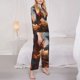 thumbnail image 3 of Balery Lava Dragon Conjunto de Pijama con Estampado para Mujer, Conjunto de Dos Piezas con Manga Larga, Ropa de Dormir Suave con Bolsillos, Pijamas Cómodos-Large, 3 of 7