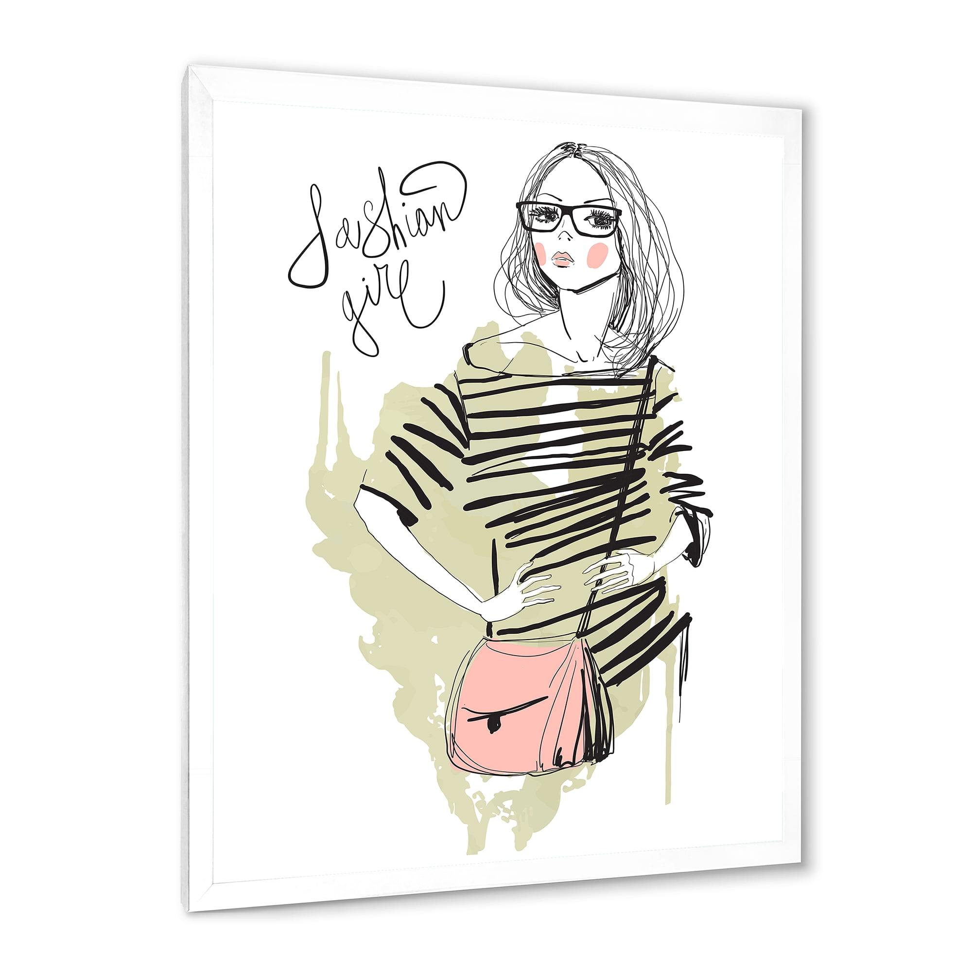 Designart 'Trendy Fashion Woman' Shabby Chic Framed Art Print
