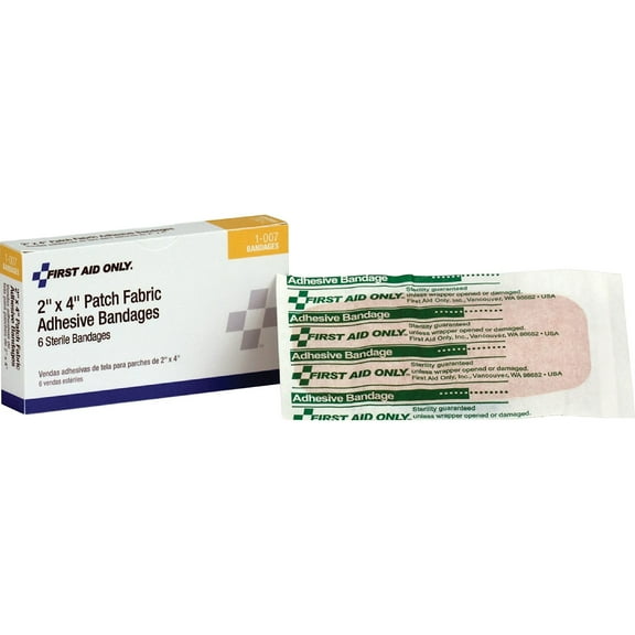 First Aid Only, FAO1007, Patch Fabric adhsve Bandages, 6 / Box, White