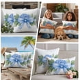 thumbnail image 5 of Hydrangea Spring Outdoor Waterproof Pillow Covers, Idyllic Flower Floral Bow Plant Leaf Decorative Square Throw Pillowcase Sofa Cushion Sham for Patio/Couch/Chair, 20"x20" 2 Pack, 5 of 8