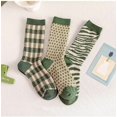thumbnail image 3 of 5 Pairs Vintage Cotton Womens Cute Crew Socks - Fall Aesthetic Long Preppy Ankle Socks, 3 of 7