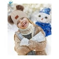 thumbnail image 5 of Deago Infant Toddler Winter Hat Scarf Set for Baby Girl Knitted Warm Fleece Lined Skiing Cap Lovely Pompom Kids Beanie 6-36 Months (Beige), 5 of 6