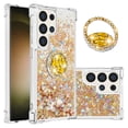 thumbnail image 1 of Funda para Samsung Galaxy S24 Ultra 5G con Brillo Líquido Flotante, Purpurina, Parachoques y Anillo Giratorio Soporte, 1 of 5