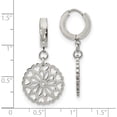 thumbnail image 3 of Stainless Steel Polished Flower Dangle Hinged Hoop Earrings (36.32 X 13.3) Made In China sre1200, 3 of 5
