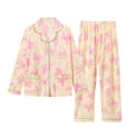 thumbnail image 3 of Floral Print Plus Size Pajama Set Loose Fit Cotton Blend Long Sleeve Two Piece Home Wear, 3 of 5