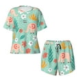thumbnail image 4 of Lsque Elephant and Flowers Women's Short-Sleeved Pajama Set - 2 Piece Soft and Lightweight Sleepwear Set-Large, 4 of 9