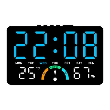 Small Digital Clock with Integrated Hygrometer Thermometers Large LED Display Adjustable Brightness Environment Monitor
