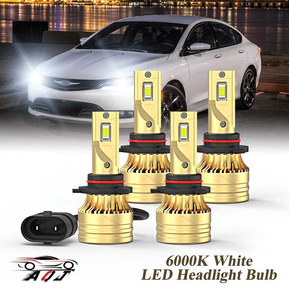 LED Headlight Bulb for Chrysler 200 2011-2015- 100,000LM Super-Bright 6000K White, High Low Beam Bulbs，Plug & Play, Pack of 4