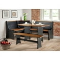 Riverbay Furniture Kerry Planked Solid Wood Dining Nook Set in Black