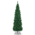 thumbnail image 1 of Gymax Arbre de Noël Artificiel en PVC 6 Pieds Décoration de Vacances Crayon Mince Support en Métal, 1 of 10