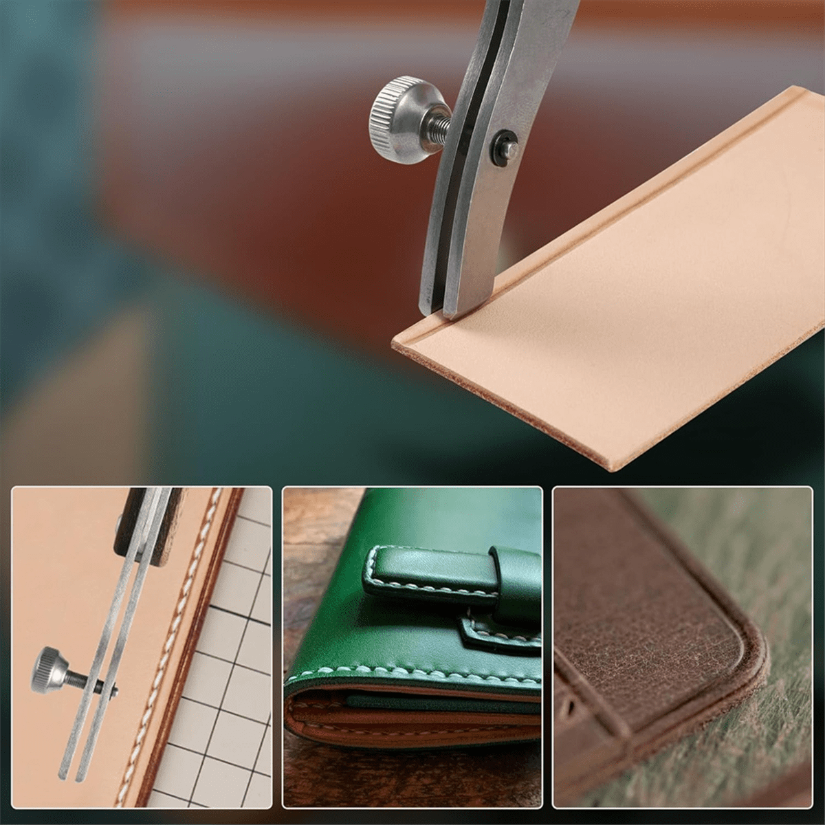 Adjustable Edge Creaser for Leather Crafting and Working Tools, Stainless Steel with Black Walnut Handle B