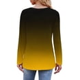 thumbnail image 4 of HVOBTTY Women's Long Sleeved Lightweight T Shirt, Fall Tops for Women, Women's Casual Fashion Printed Crew Neck Pleated Sport Go Out Wear Top Yellow, XXL, 4 of 4
