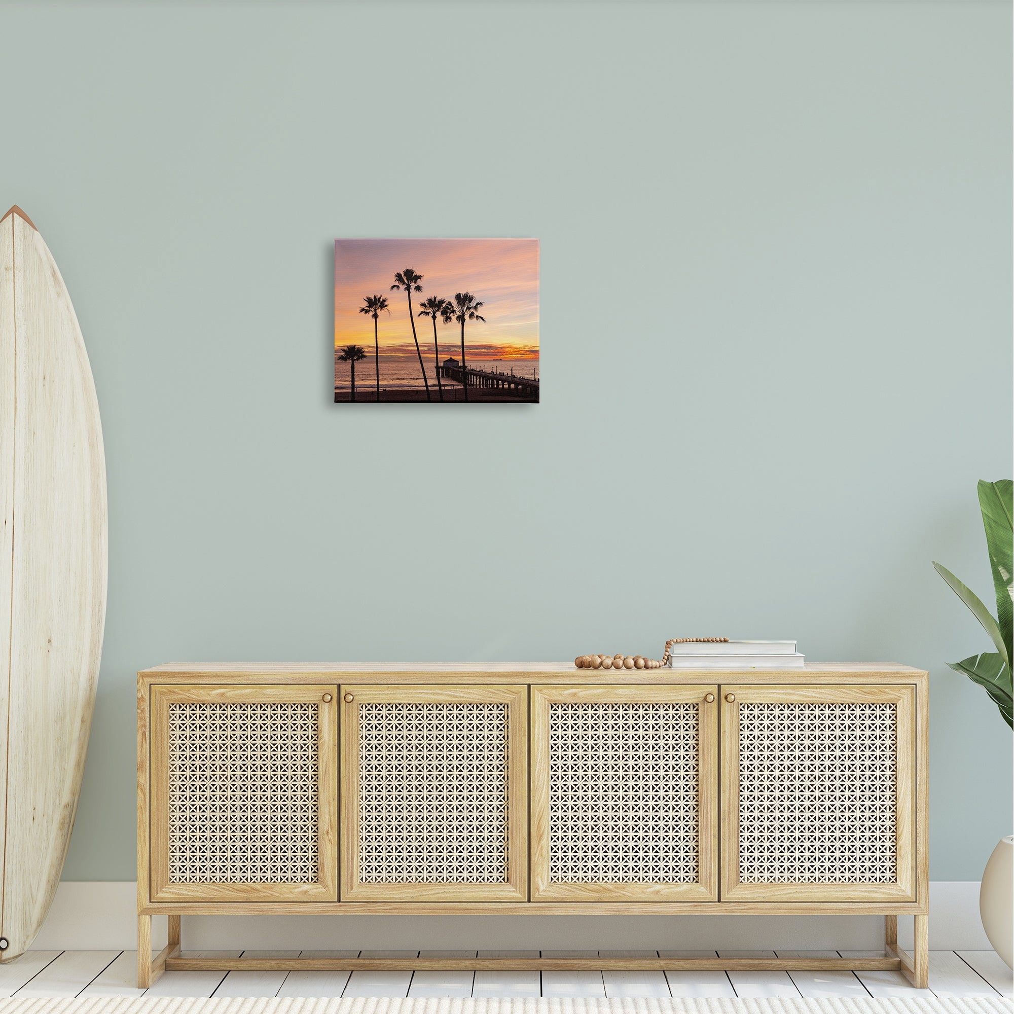 Stupell Industries Tropical Palm Tree Sunset Summer Pier Docks Photograph Gallery Wrapped Canvas Print Wall Art, Design by Jeff Poe Photography
