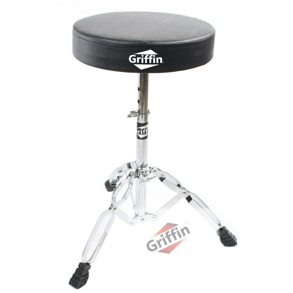 Drum Throne Stand by GRIFFIN Padded Drummer’s Seat Drum Set Percussion