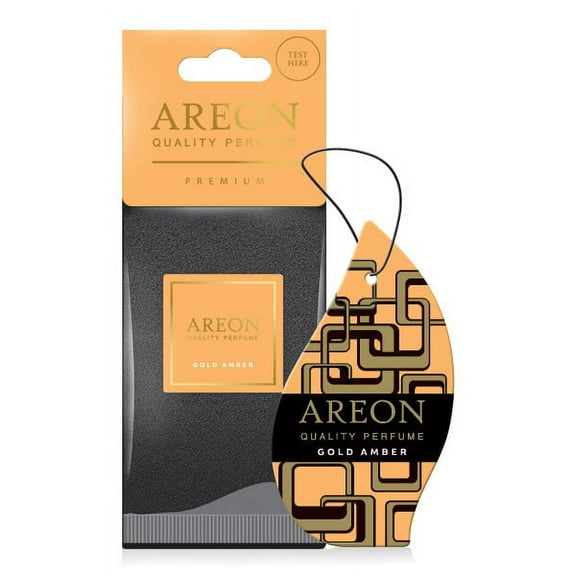 AREON Premium Hanging Car Air Freshener - Gold Amber (pack of 12)