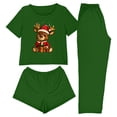 thumbnail image 4 of BLTIBY Women's Pajamas Set 3 PCS Cute Christmas Short Sleeves Loose Comfy Crop Tops Pj's Pants Outfits and Shorts Loungewear Green M, 4 of 9