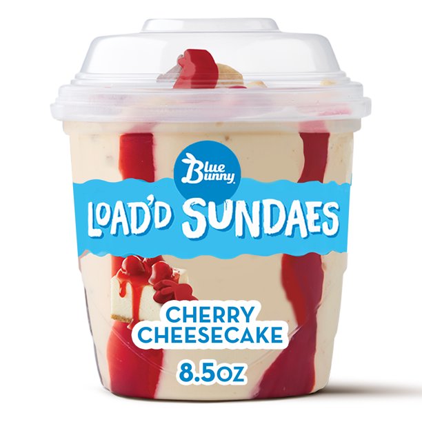 Blue Bunny Load'd Sundaes Cherry Cheesecake, Frozen Dessert, 8.5 fl oz
