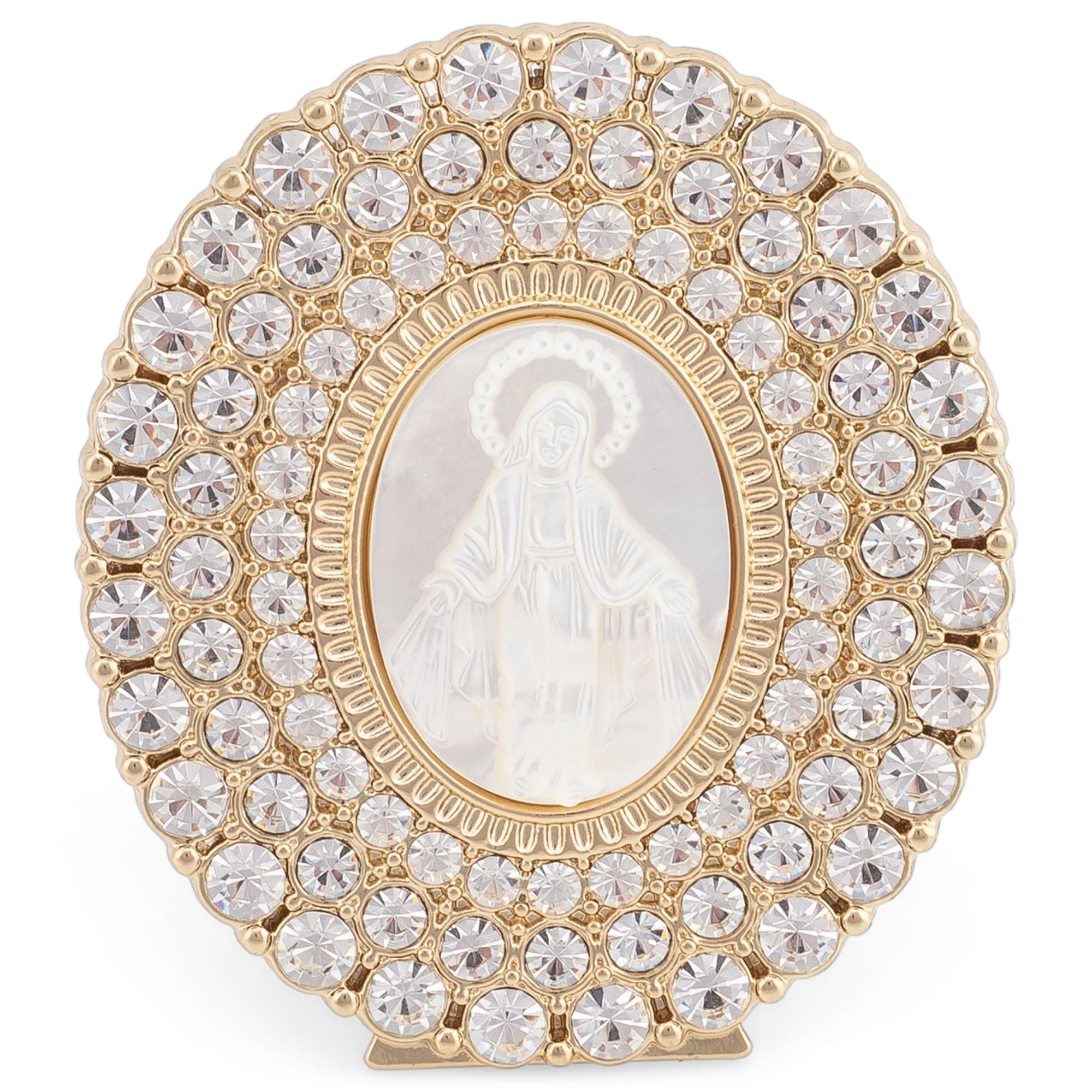 Our Lady Of Grace Medallion Jeweled 2 5 X 1 5 Zinc Alloy Decorative Tabletop Stand Figurine Walmart Com Walmart Com