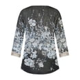 thumbnail image 5 of Blouse Femme Mode Été Col en V Manches 3/4 Imprimé T-shirt Décontracté Blouse Femme Sortie Hauts en Liquidation, 5 of 5