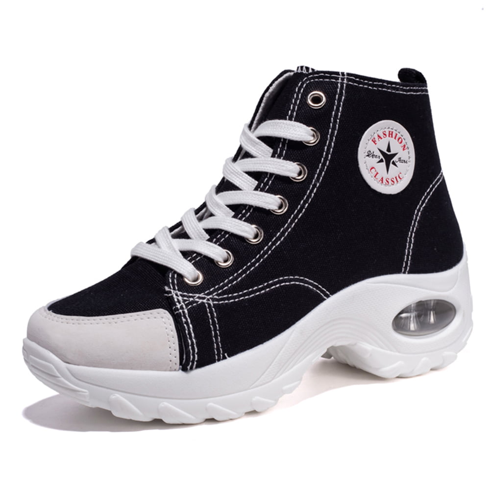 Women Ladies Wedge Canvas Sneakers Casual Sports Shoes Lace Up/Zip Canvas High Tops Trainers