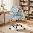 thumbnail image 2 of ZIATUBLES Flower Print Dining Chair Cover Soft Stretchable Curved Back Armchair Slipcover Modern Stylish Swivel Armchair Accent Chair Protector for Kitchen Living Room, 2 of 7