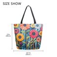 thumbnail image 5 of FORMRS Womens Canvas Tote Bag with Zipper Inner Pocket Shoulder Handbag, Orange Colorful Flowers, 5 of 7
