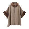 thumbnail image 2 of Women's Oversize Knit Cape Coat Thick Warm Hooded Poncho Collar Shawl Wrap Cardigan Cloak for Evening Khaki-W Free Size, 2 of 5