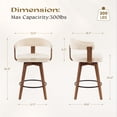 thumbnail image 2 of Joyyskill Swivel Bar Stools Set of 4, 26” Wood Counter Height Barstools with Curved Back, Mid Century Modern Chenille Upholstered Bar Chairs, Brown/Beige, 2 of 7