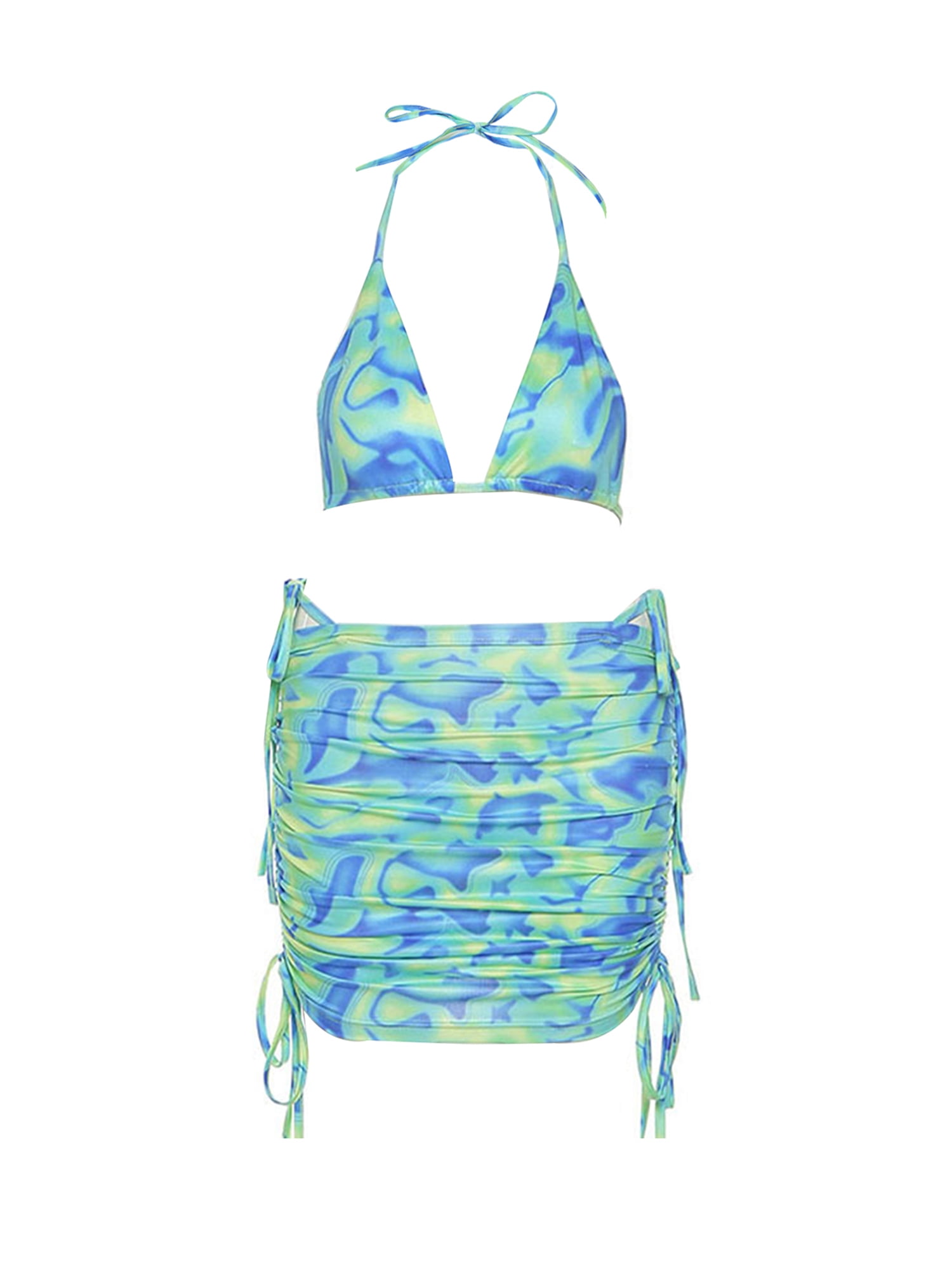 two piece blue skirt set