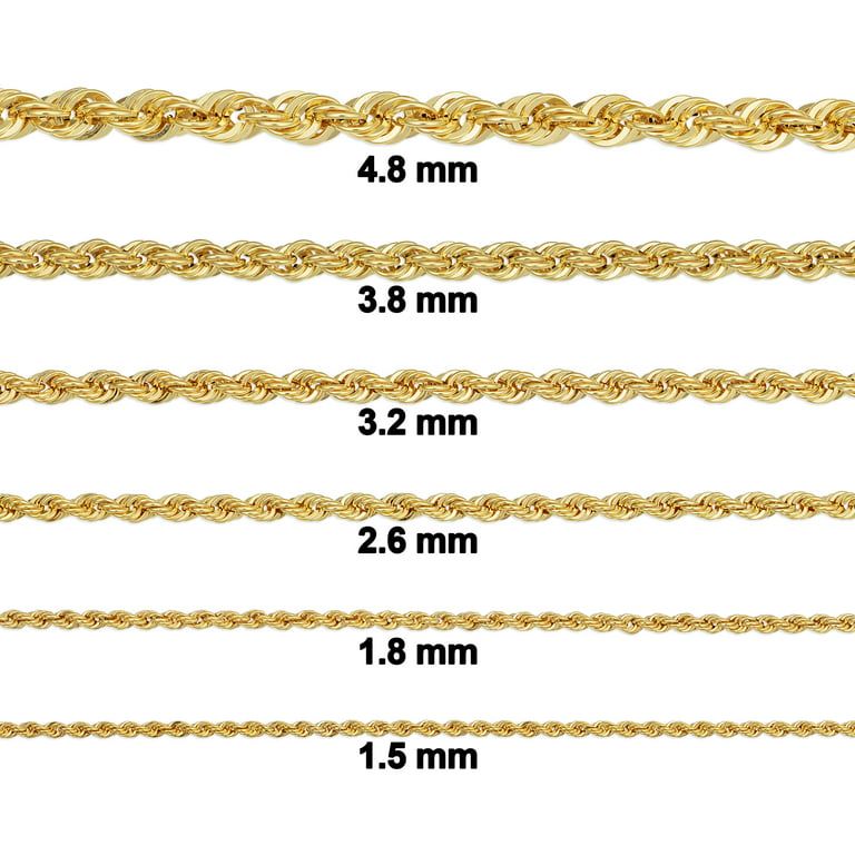 Kooljewelry 10k Yellow Gold Rope Chain Necklace (1.8 mm, 22 inch