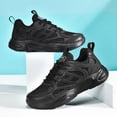 thumbnail image 6 of Men's All-Black Chunky Streetwear Sneakers, Breathable Mesh Casual Shoes with Geometric Detailing for Everyday Wear, 6 of 8