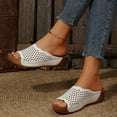 thumbnail image 6 of MLCDZ Women Wedge Sandals Dressy: Soft Leather Sandal, Rubber Sole, Comfortable Walking, Hollow out Casual Slip on Summer Sandals White 38, 6 of 9