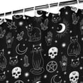 thumbnail image 3 of Black White Gothic Cat Skull Moon Pattern Shower Curtain 72"x72" ,Bathroom Decorative Shower Curtains Set with 12 Hooks,Modern Waterproof Washable Shower Curtain, 3 of 6