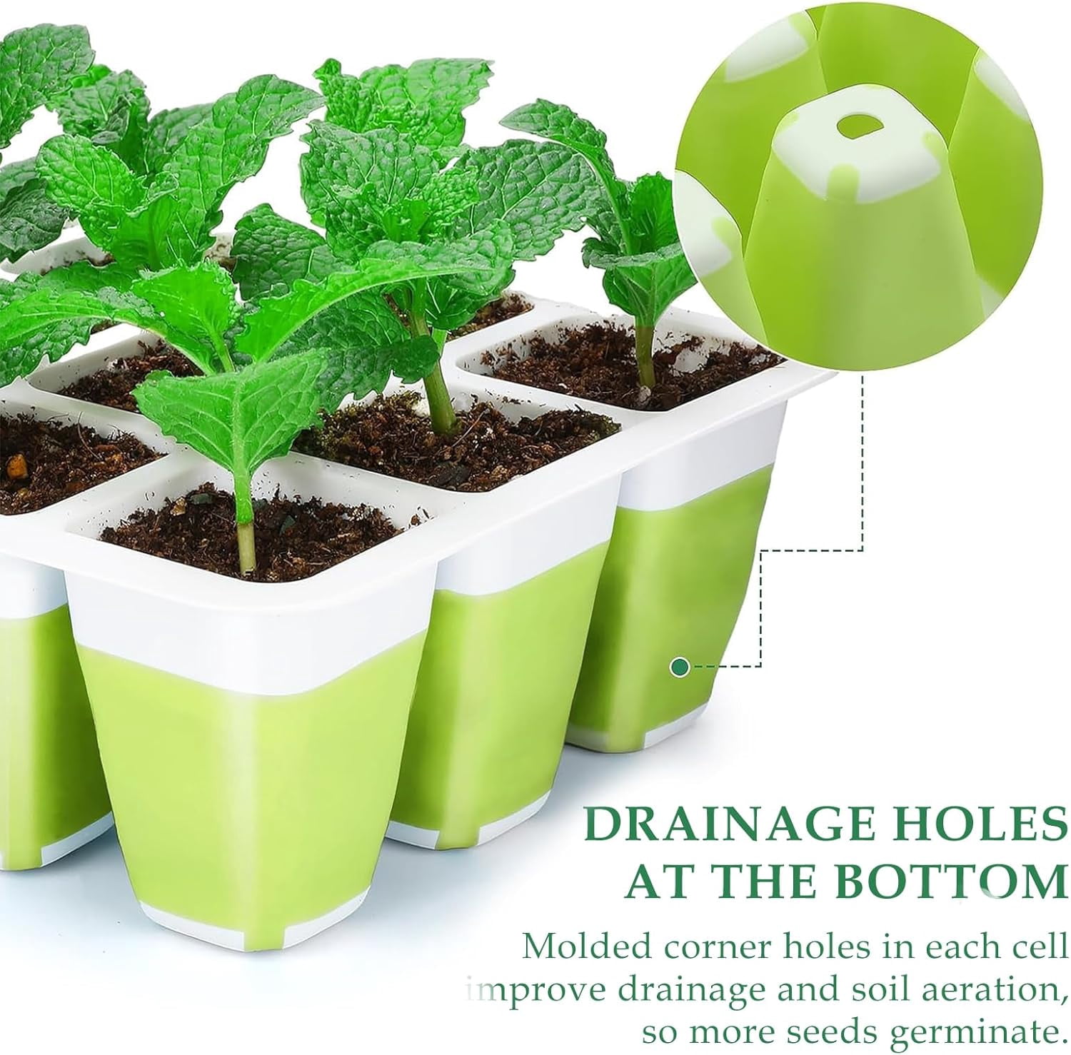 Reusable Seed Starter Kit, Seed Starter Trays, Silicone Seedling Starter Trays with Flexible Pop-Out Cells for Starting Plant Seeds, Indoor Gardening Germination Trays