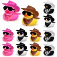 thumbnail image 1 of Pato vaquero con bufanda, sombrero y gafas de sol, Mini pato de baño, juguetes para cumpleaños, natación, fiesta, regalo, decoraciones, 12 Uds., 1 of 5