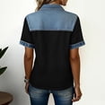 thumbnail image 4 of Denim Tops for Women Lapel Western Short Sleeve Sweatshirts with Denim Collar Button Up Casual Patchwork 2026 Tops (Black,2XL), 4 of 5