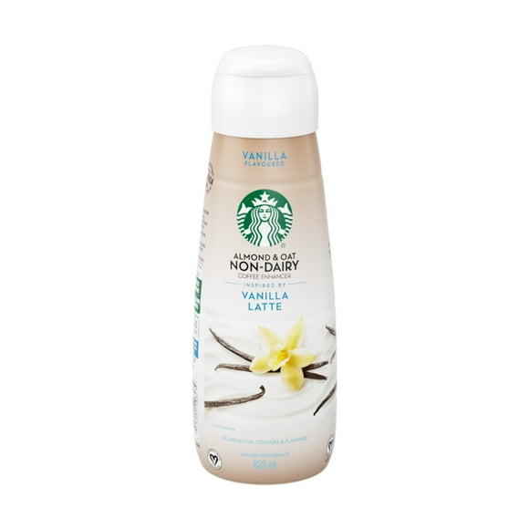 Starbucks Non-dairy Vanilla Coffee Enhancer, Blend of Almond & Oat With Vanilla Flavours, For Hot & Iced Coffee, Vegan, No Artificial Colours or Flavours, Prepared in Canada, 828 mL