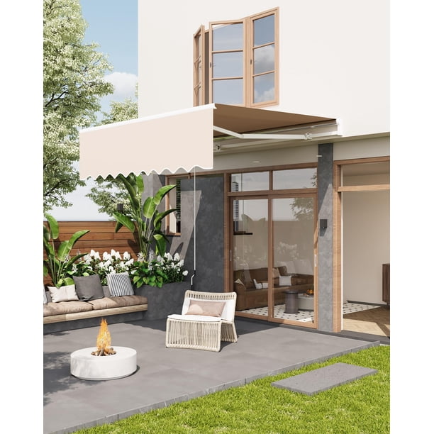 Yeshouse Toldo retráctil manual para patio, 10x8 pies/13x10 pies, tela impermeable resistente a la decoloración, robusto marco de aluminio, parasol ajustable para terraza y jardín