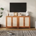 thumbnail image 3 of Rattan Buffet Storage Cabinet, Sideboard Kitchen Wood Cupboard Storage Cabinet with Adjustable Shelves, Entryway Table for Dining Living Room, 3 of 7