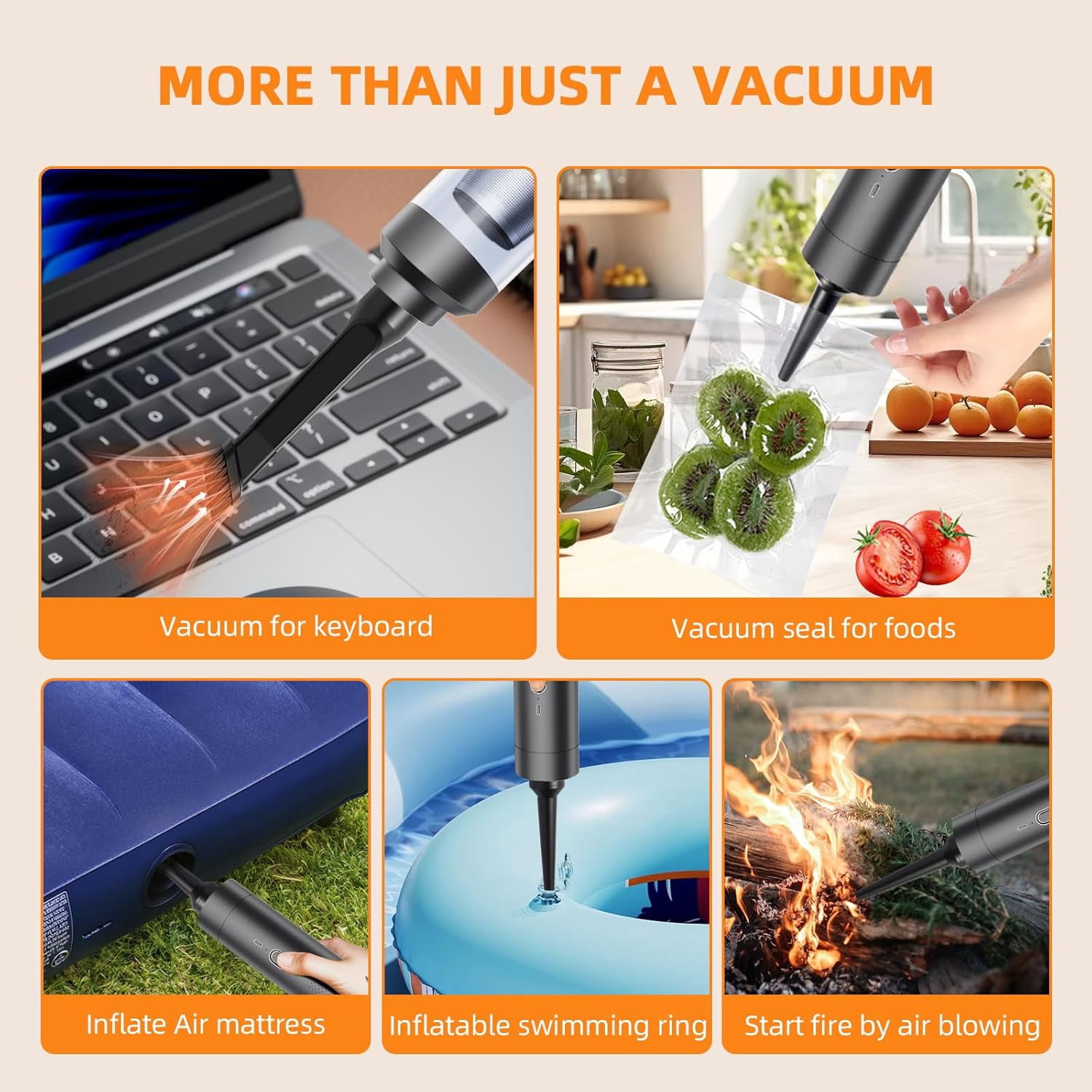 Cordless Handheld Vacuum Cleaner, 16000PA Strong Suction, Lightweight Portable for Car, Home, Office with Accessories