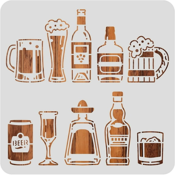 Oktoberfest Drawing Painting Stencils 30x30cm Beer Themed Plastic Stencil Templates for Diary Scrapbook DIY Craft Wall Floor Decoration