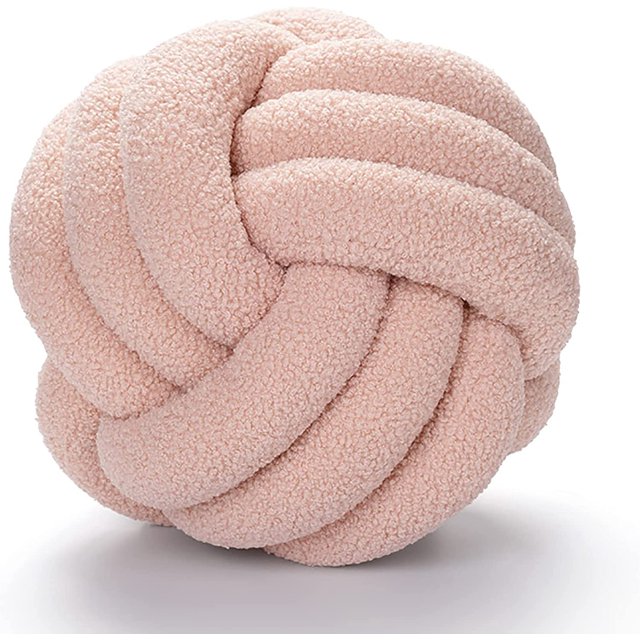 Almohada de bola de nudo hecha a mano, cojín de bola de nudo, almohada para la siesta, juguete de peluche, almohada decorativa para sofá de dormitorio (22 cm, rosa)