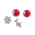 thumbnail image 2 of Pendientes del perno prisionero Salvador Perla Cristal Rojo Navidad, 2 of 8