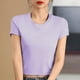 thumbnail image 1 of mfyjkho Tops Y Blusas Para Mujer, Blusas Y Camisas De Cuello Redondo De Manga Corta De Punto De Color Liso Para Mujer Tops De Tallas Grandes Xl, 1 of 3