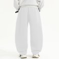 thumbnail image 4 of CPNG Girls and Boys Sweatpants Solid Color Elastic High Waist Wide Leg Sweat Pants Soft Daily Wear Casual Baggy Streetwear Pants, 4 of 5