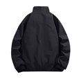 thumbnail image 5 of LODIENY Men Stand Collar Baggy Jacket with Pockets Zip Up Lightweight Long Sleeve Coat Casual Windbreaker Stylish Fall Golf Work Jackets Black L, 5 of 8
