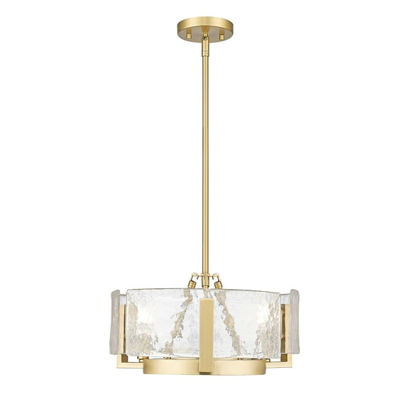 Aenon 3-Light Chandelier in Brushed Champagne Bronze with Hammered Water Glass